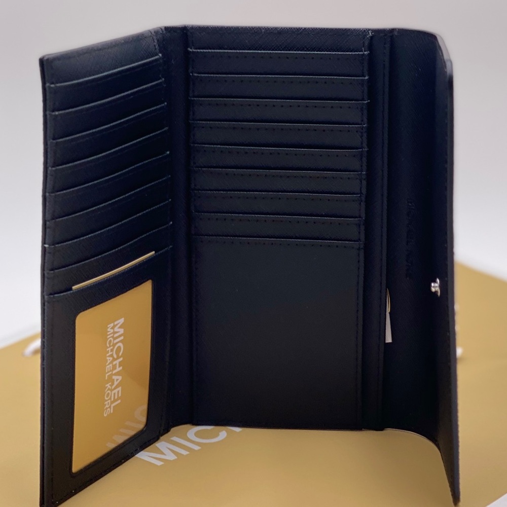 Michael Kors Jet Set Travel Trifold Wallet Black - Picture 6 of 11